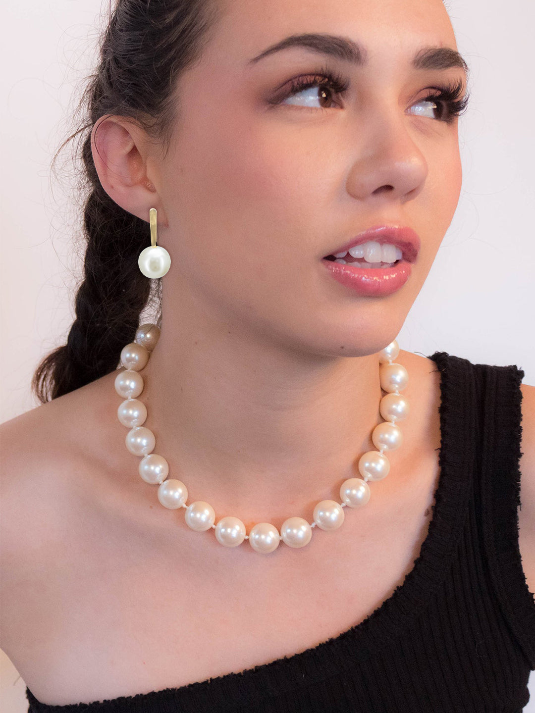 Pearl Beaded Moti Mala Trendy Necklace With Earrings