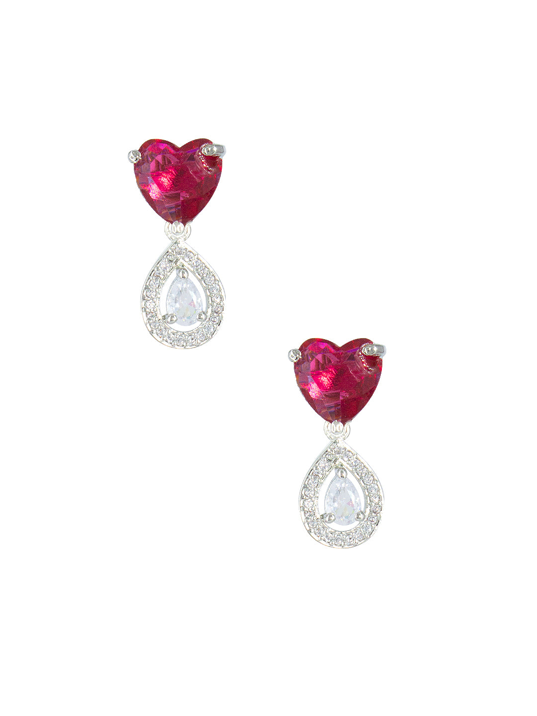 Silver Plated Heart AD Drop Earrings for Women
