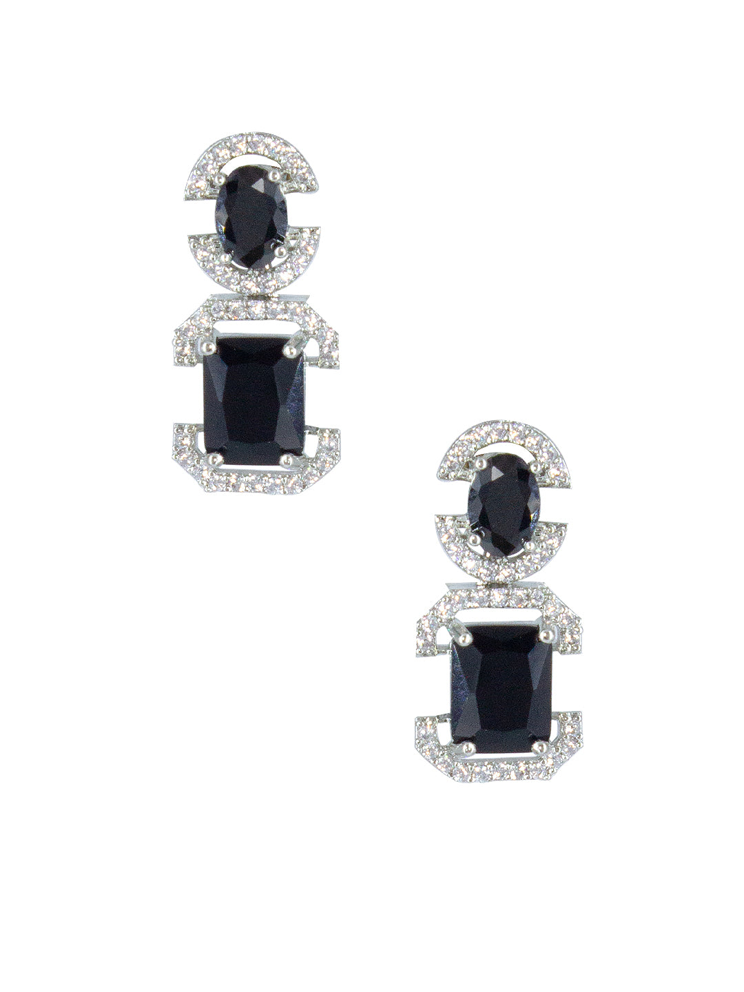 Silver Plated AD Drop Earrings for Women