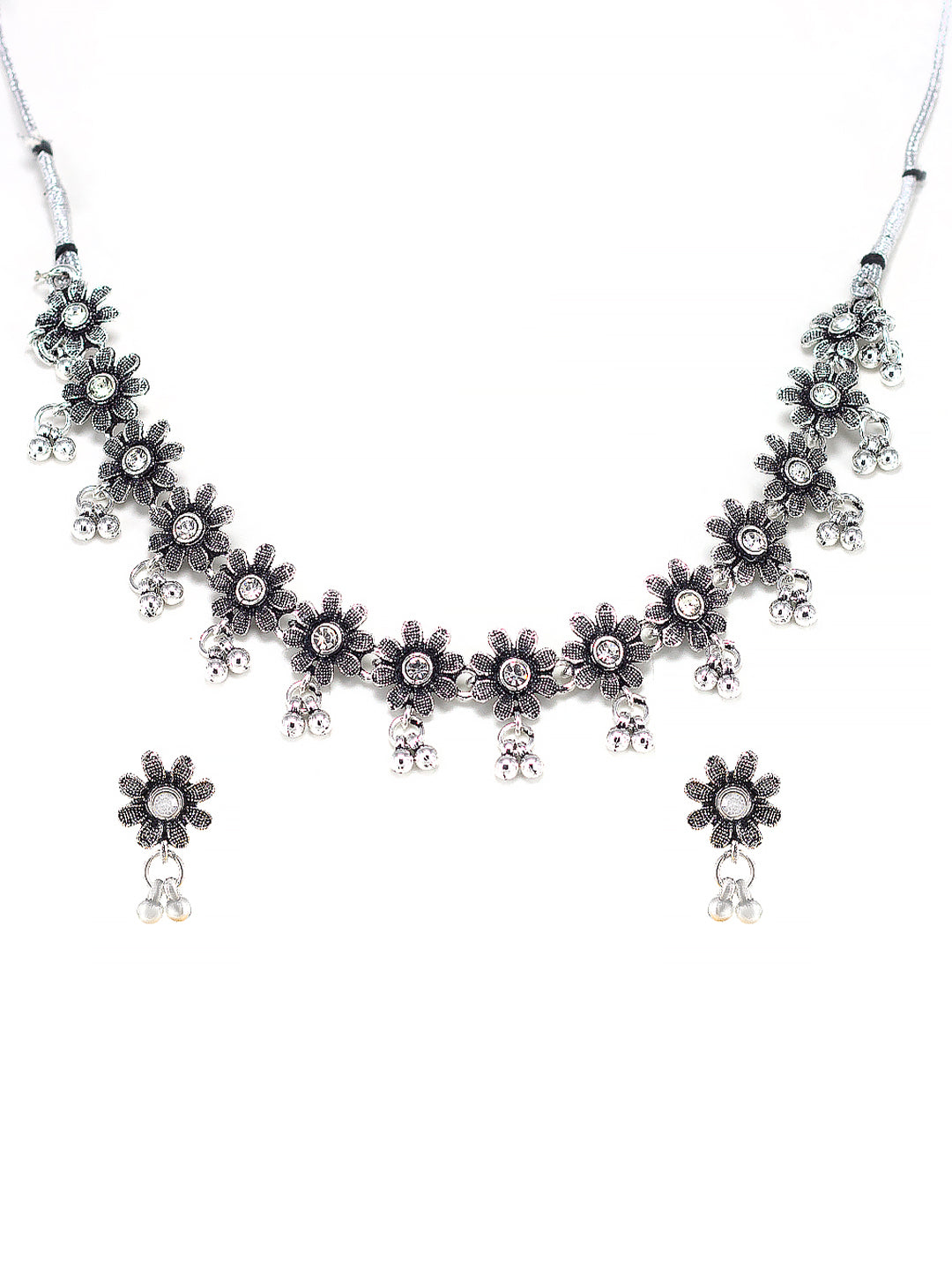 Oxidized Floral Choker Jewellery Set