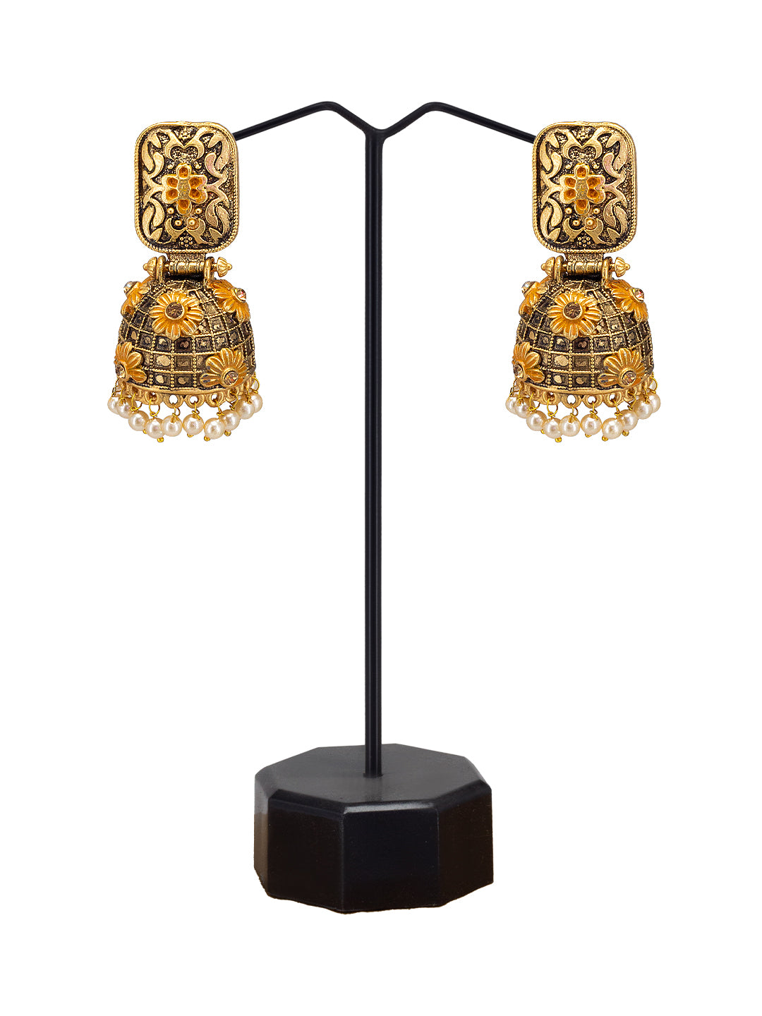 Gold-Plated Dome Shaped Jhumkas Earrings