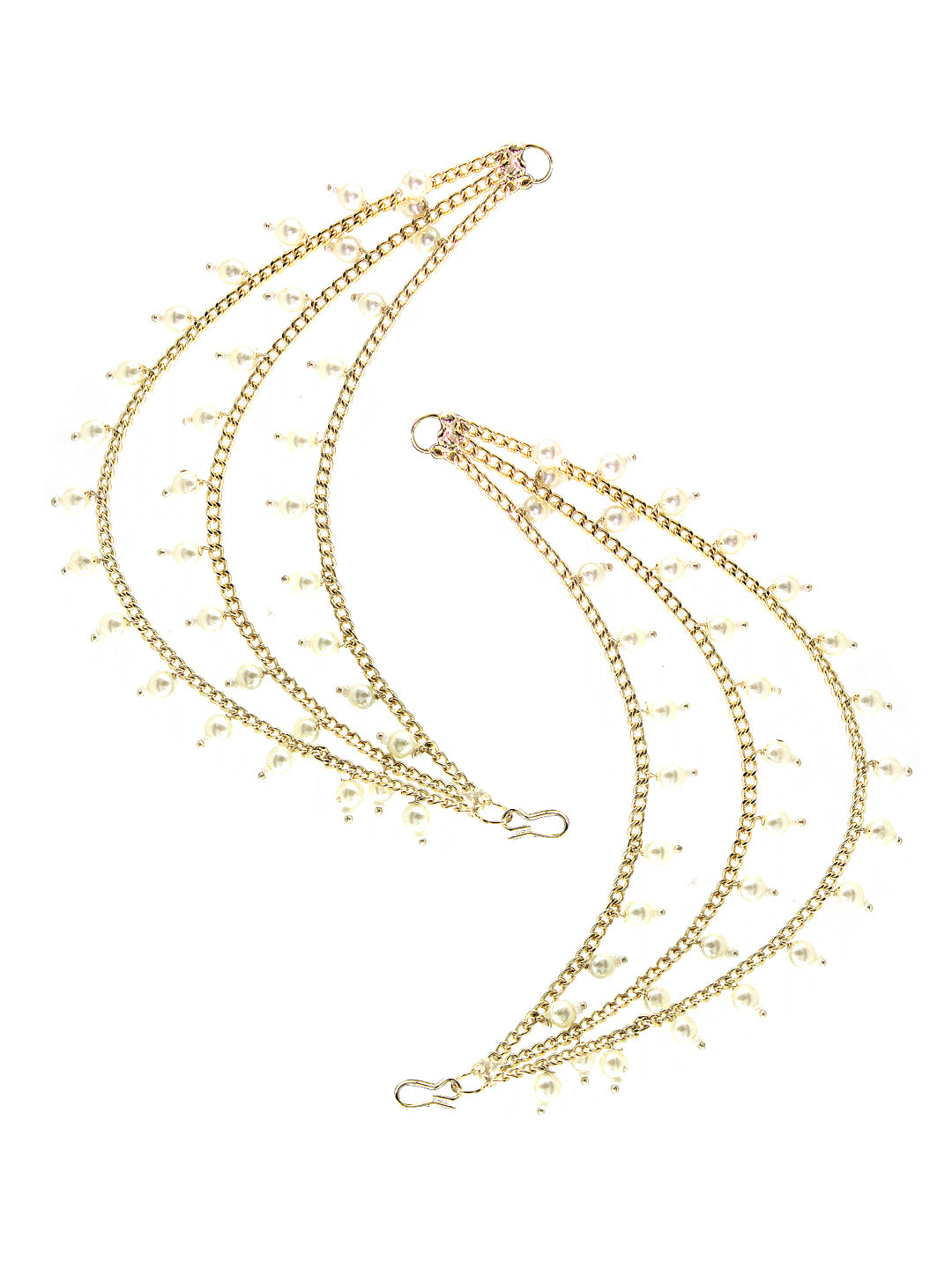 PRIVIU Gold-Plated 3-Layered Beads & Jhumki Spherical Shaped Drop Ear Cuff