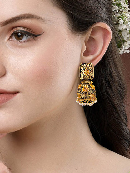 Gold-Plated Dome Shaped Jhumkas Earrings