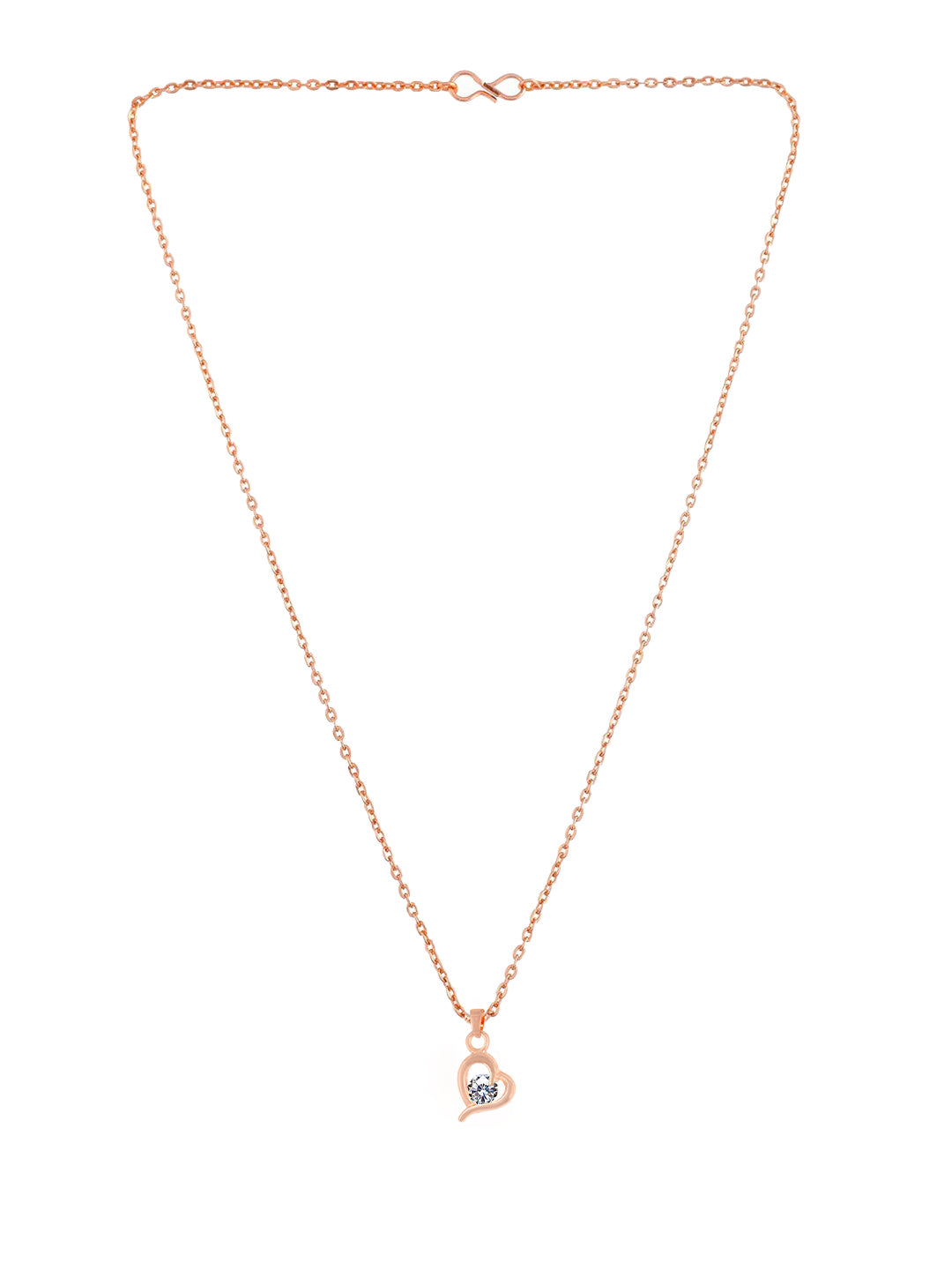 PRIVIU Rose Gold Pendant Necklace For Women And Girls ( Set Of 5)