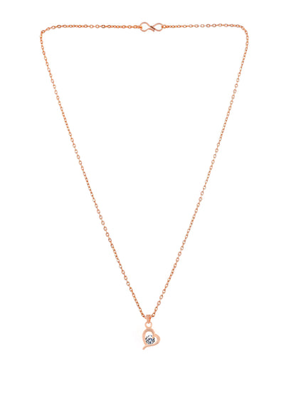 PRIVIU Rose Gold Pendant Necklace For Women And Girls ( Set Of 5)