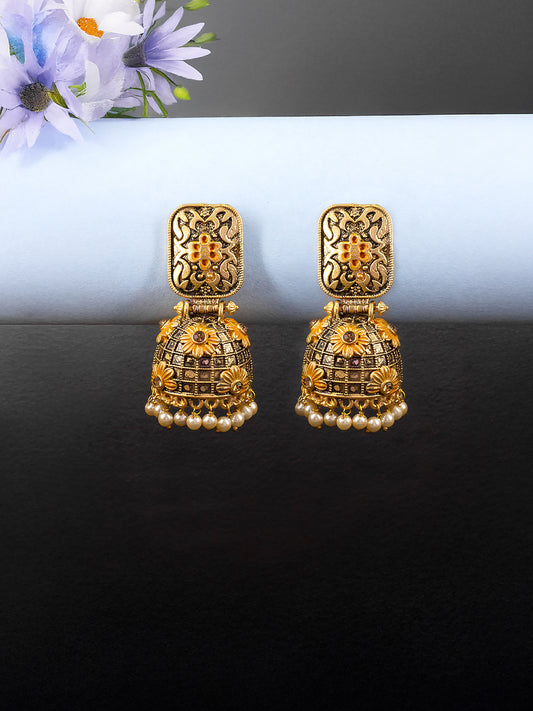 Gold-Plated Dome Shaped Jhumkas Earrings