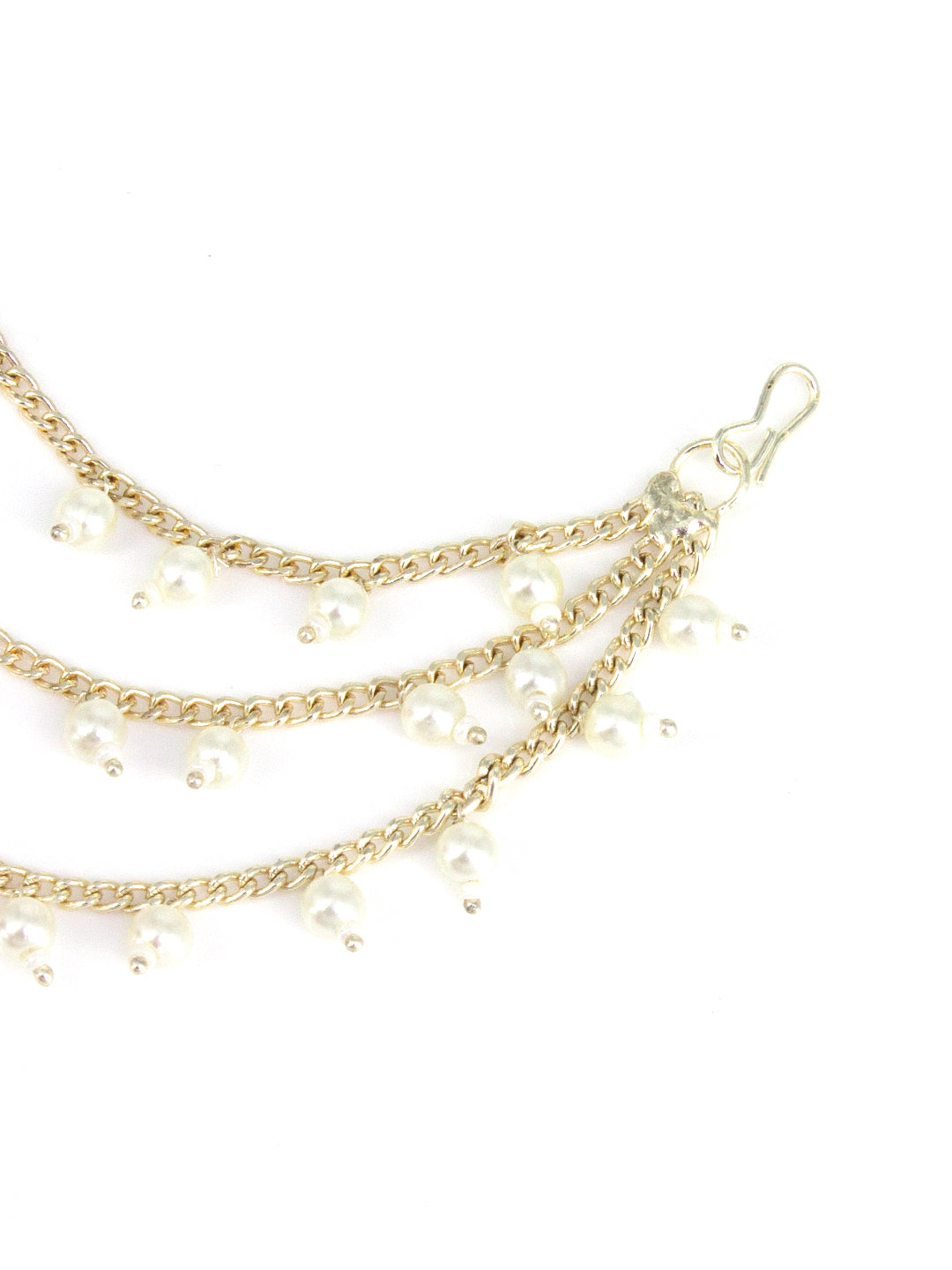 PRIVIU Gold-Plated 3-Layered Beads & Jhumki Spherical Shaped Drop Ear Cuff