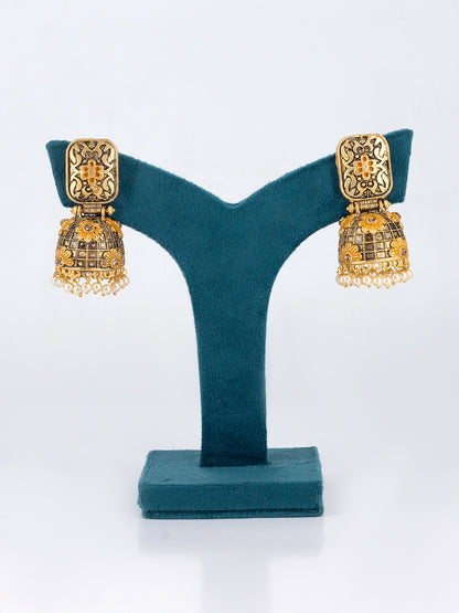 Gold-Plated Dome Shaped Jhumkas Earrings
