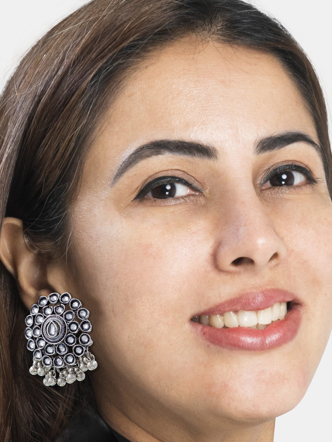 Stone & Beads Drop Stud Earring