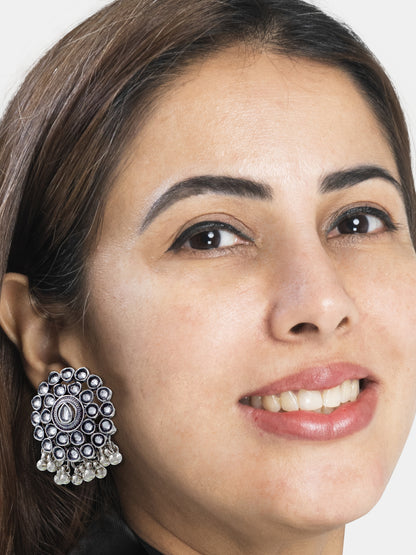 Stone & Beads Drop Stud Earring
