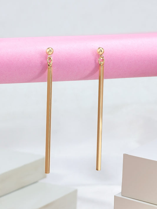 Gold Tone Bar Drop Earrings