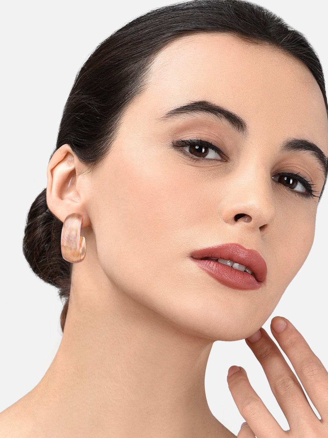 Trendy Copper Half Hoop Earrings