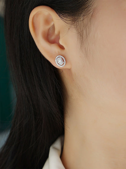 Pack Of 3 Rhodium Plated Geometric American Diamond Earrings