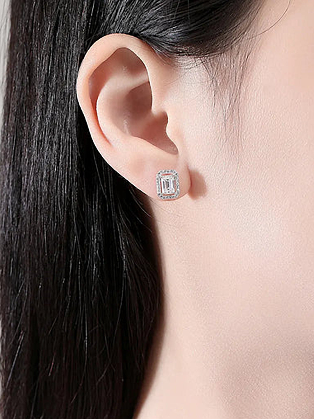 Pack Of 3 Rhodium Plated Geometric American Diamond Earrings