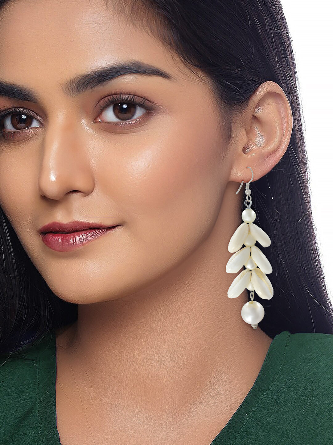 Faux Pearls & Shells Drop Earrings
