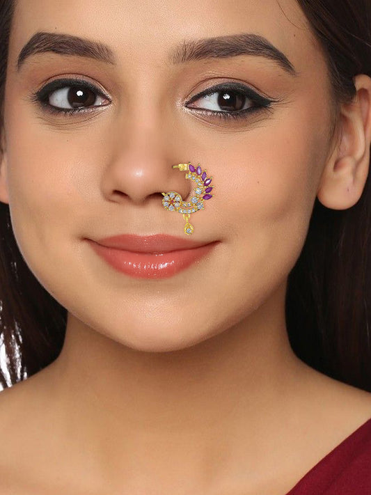 Gold Plated American Dimaond Drop Nose Ring