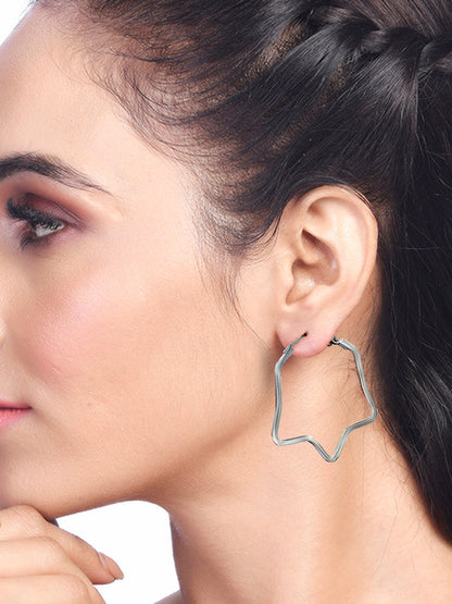 Black Star Hoop Earrings