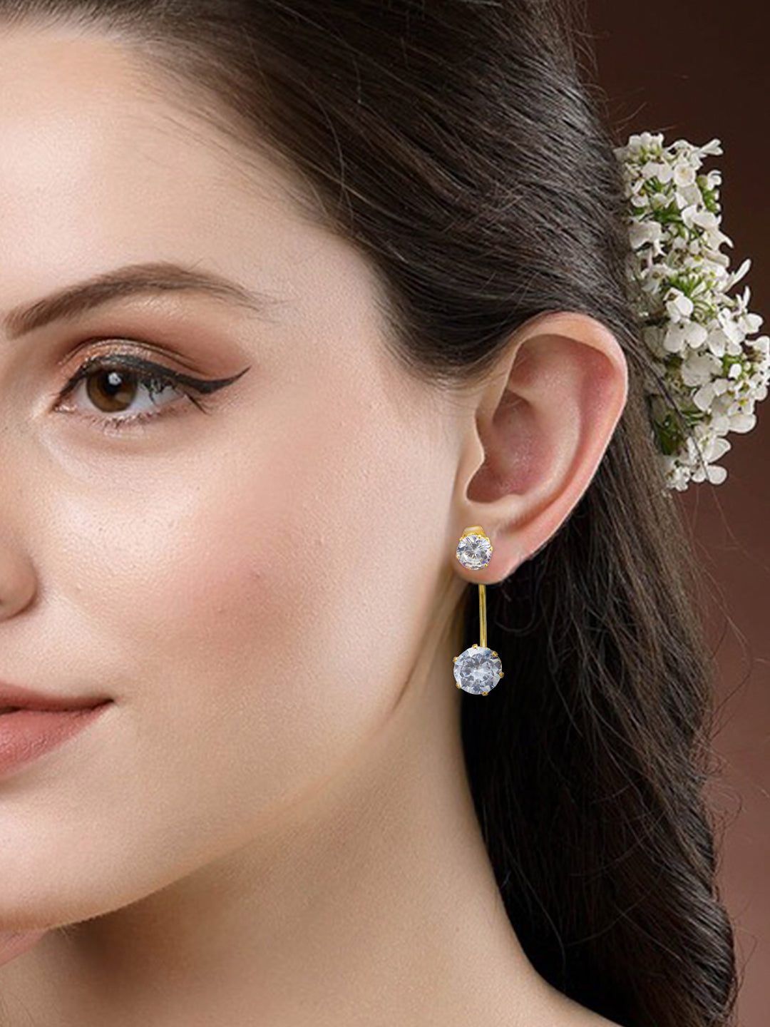 CZ Stud Drop Earrings
