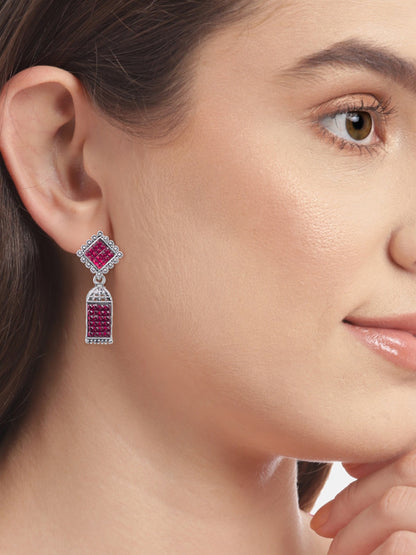 Pink Square Drop Earrings