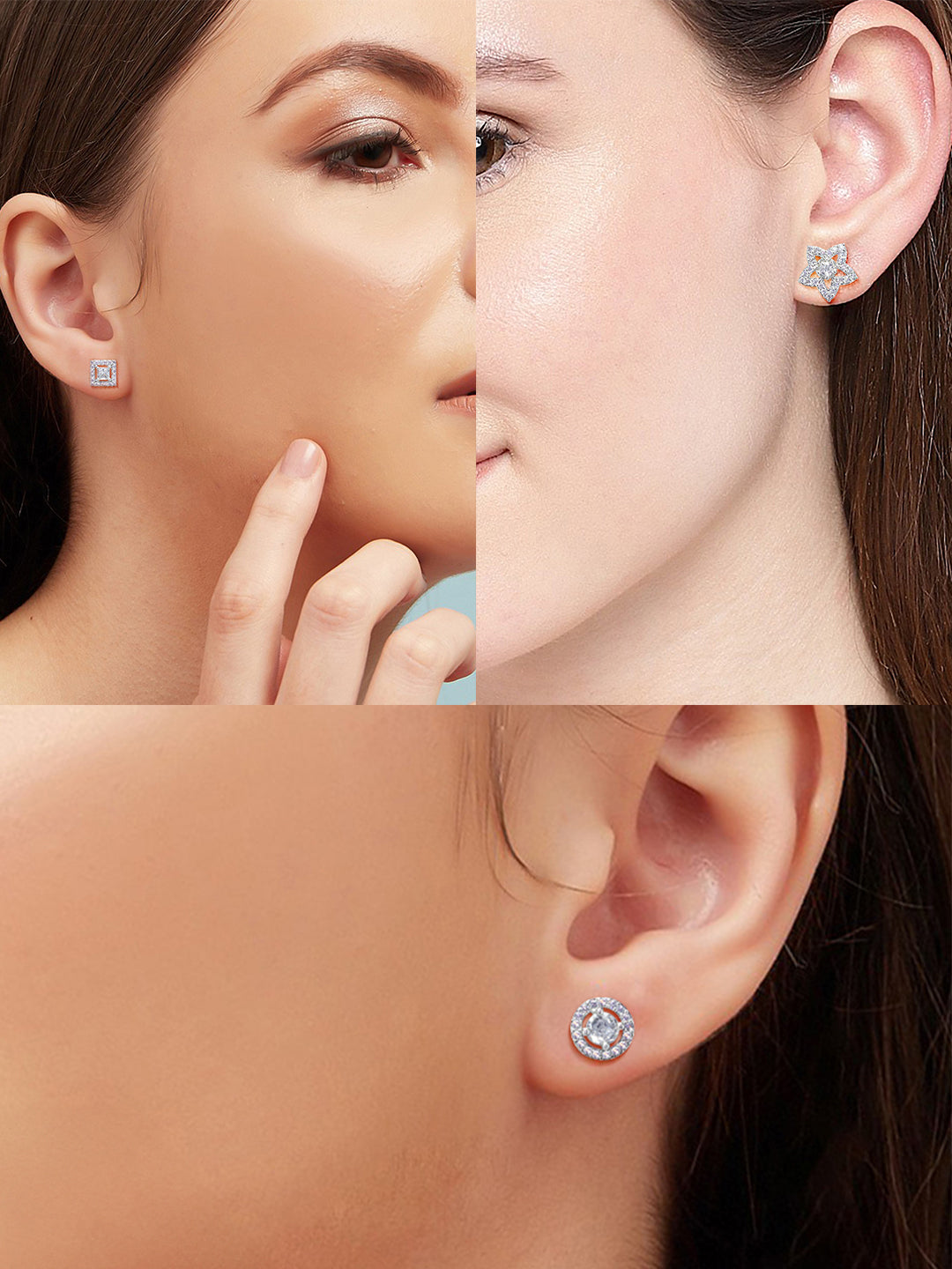 Pack of 3 Geometric AD Trendy Earrings