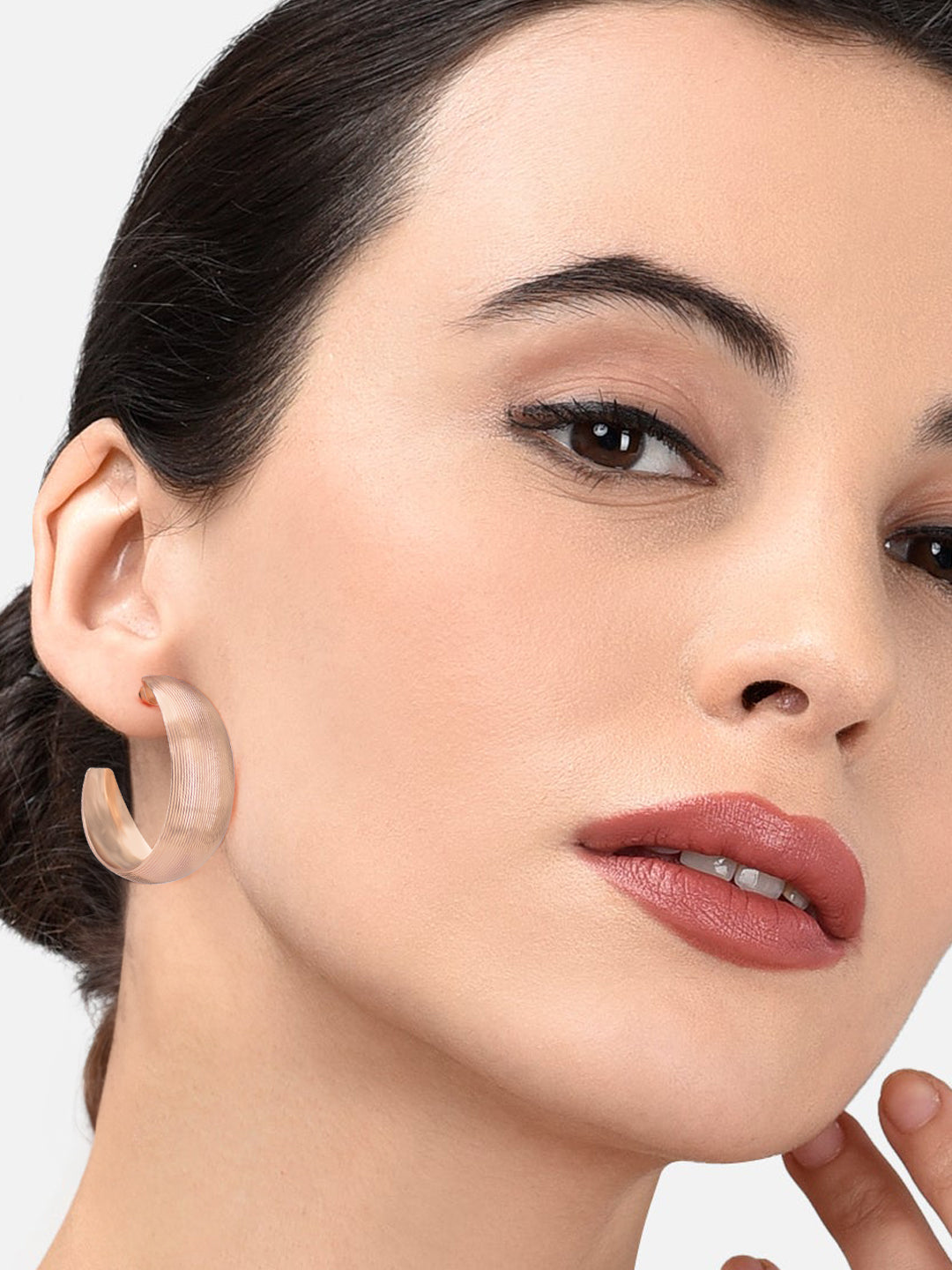 Trendy Copper Half Hoop Earrings