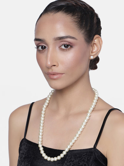 Pearl Beaded Moti Mala Necklace With Earrings