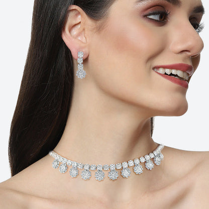 Floral CZ Stones Jewellery Set