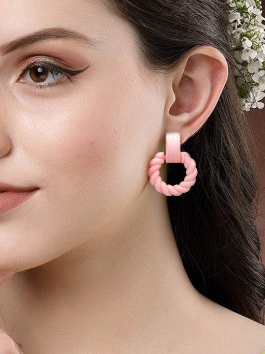Pink Twisted Earrings