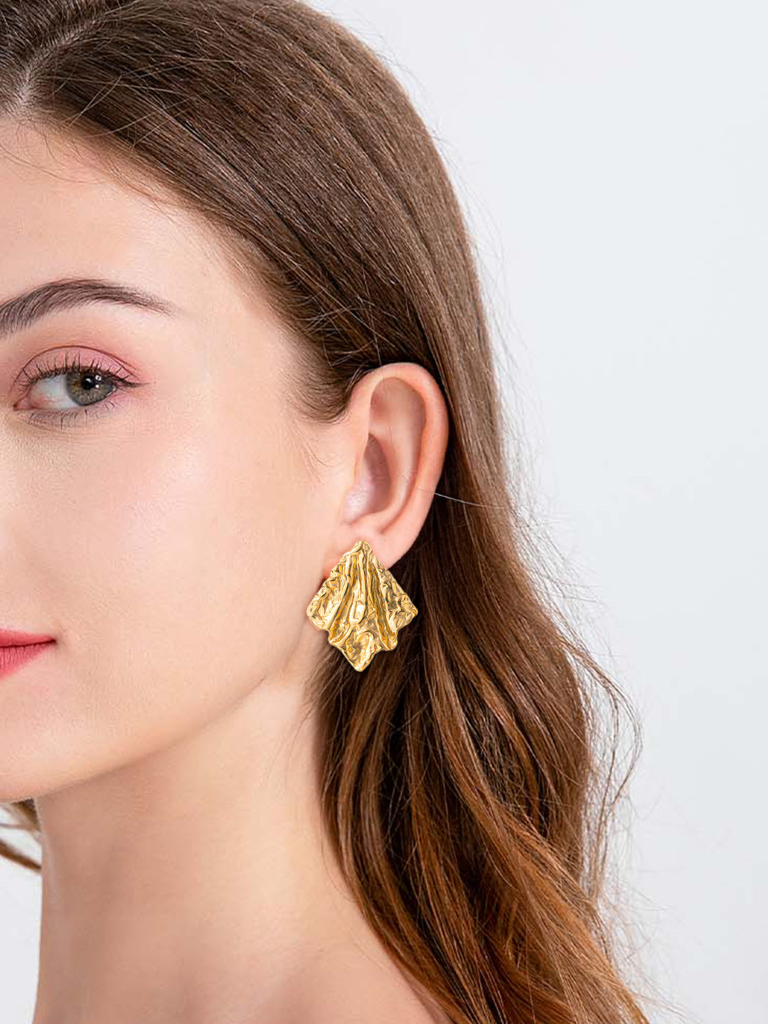 Stainless Steel Anti Tarnish Crushed Stud Earrings