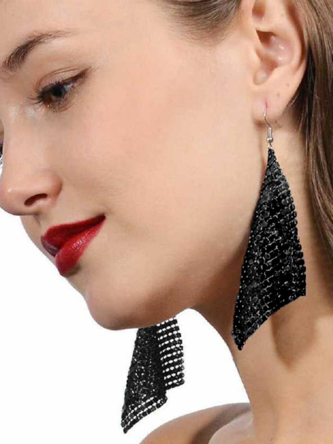 Black Mesh Drop Earrings