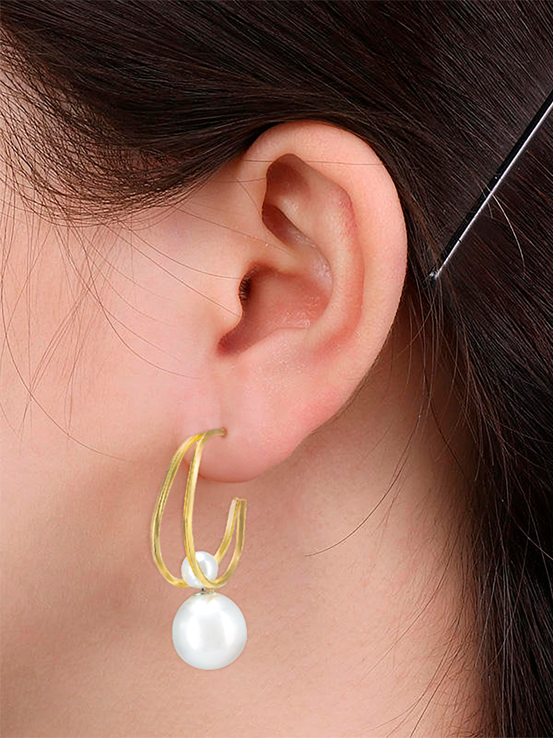 Pearl Half Hoop Earrings