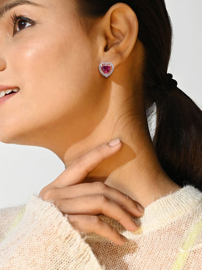 Trendy Red Heart AD Earrings