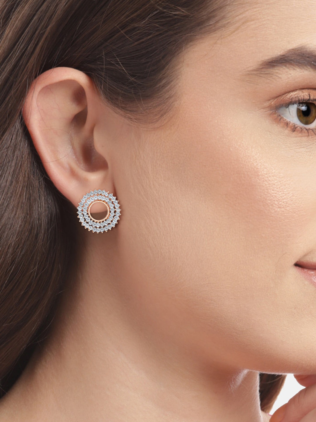 Circular CZ Stud Earrings