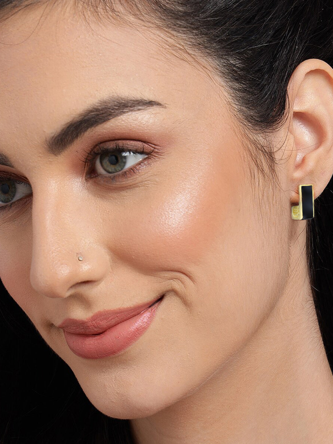 Black Contemporary Studs Earrings