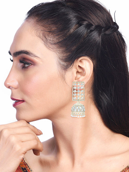 Rectangular Beads Drop Jhumka Earrings