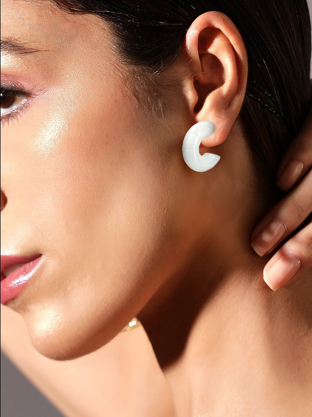 White Half Hoop Earrings