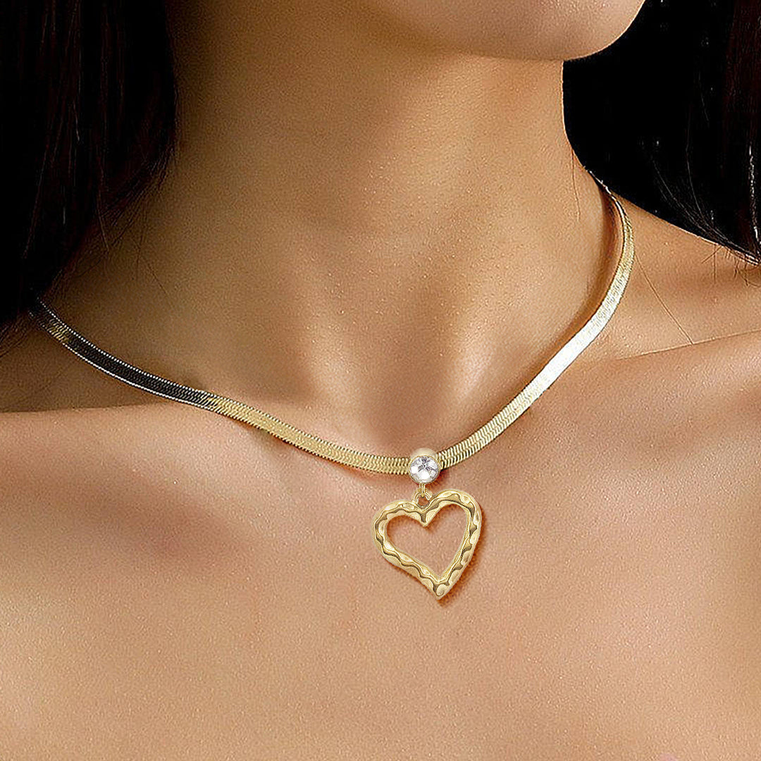 AD Heart Stainless Steel Trendy Chain Necklace
