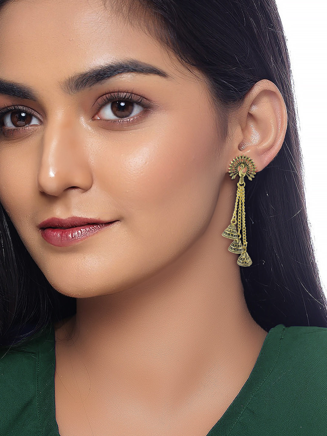 Peacock Multi layered Jhumka Earrings
