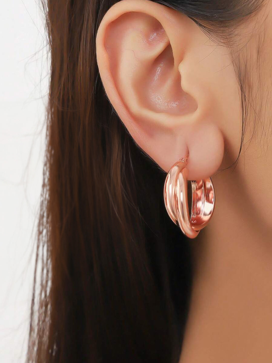 Pack of 5 Rose Gold Hoops & Studs Earrings