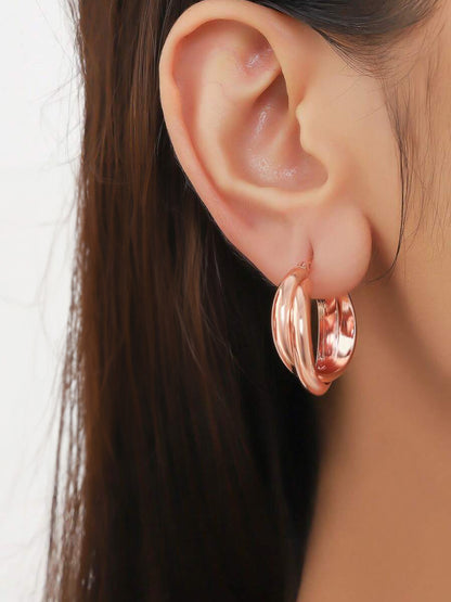 Pack of 5 Rose Gold Hoops & Studs Earrings