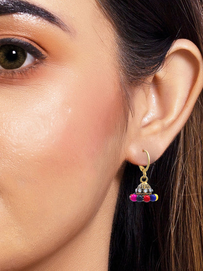 Circular Beaded Hoop Jhumka Earrings
