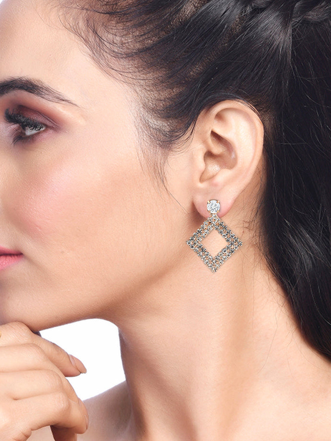 Rhinestone Square Drop Earrings