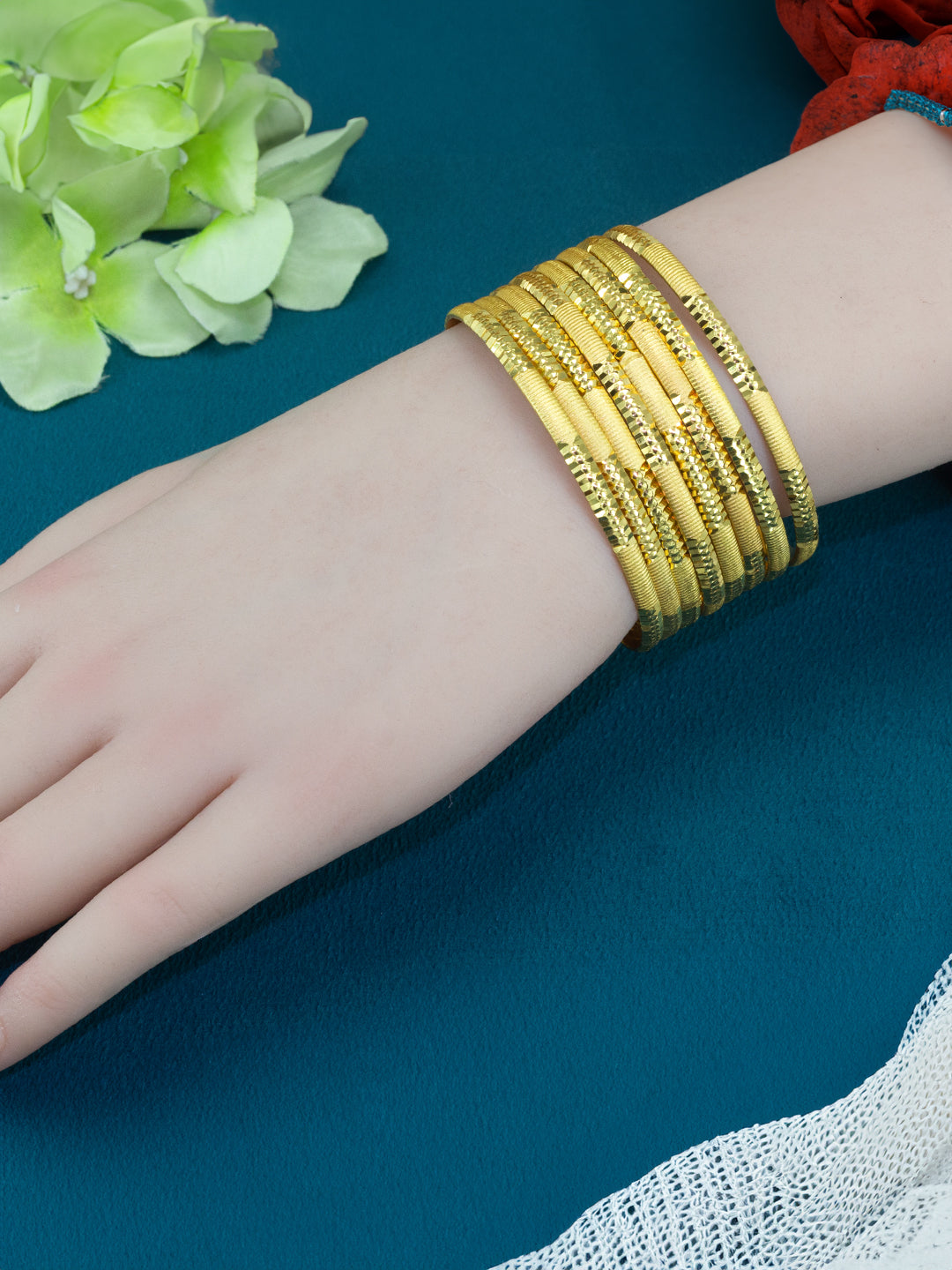 Set Of 8 Brass Minimal Bangles