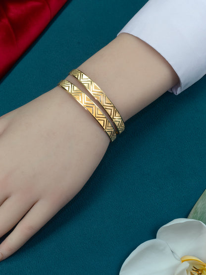 Gold Plated Brass Kada Openable Bangle Pair