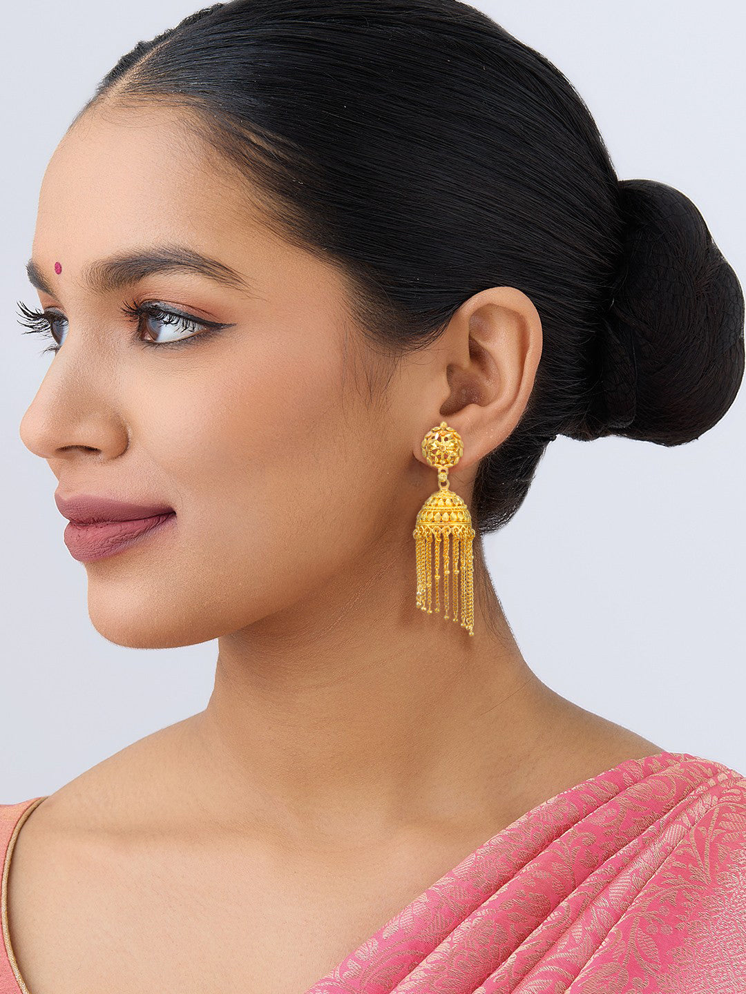 Gold Plated Floral Grander Jhumka Earrings
