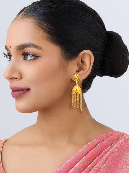 Gold Plated Floral Grander Jhumka Earrings