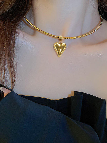 Stainless Steel Heart Trendy Hasli Choker Necklace