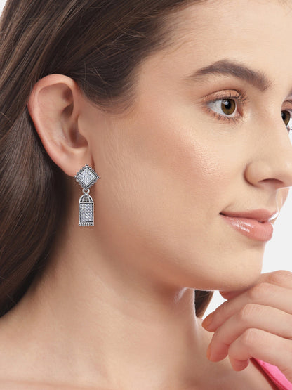 White Square Drop Earrings