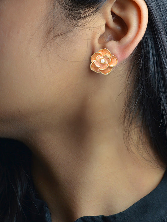 Gold-Plated Floral Studs Earrings