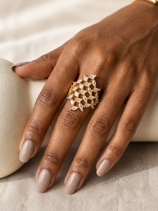 Gold Plated AD Finger Ring for Women